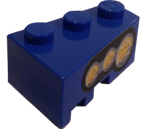 LEGO Blue Wedge Brick 3 x 2 Right with Left Headlights Sticker (6564)