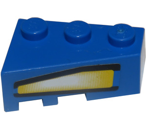 LEGO Bleu Coin Brique 3 x 2 Droite avec Jaune Phare 6617 Autocollant (6564)