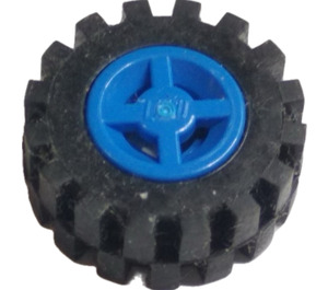 LEGO Blauw Wheel Rim Ø8 x 6.4 without Side Notch with Small Tire with Offset Tread (without Band Around Center of Tread) (73420)