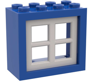 LEGO Blue Window 2 x 4 x 3 Frame with White Pane (73148)