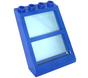 LEGO Blauw Venster 4 x 4 x 3 Roof met Centre Staaf en Transparant Light Blauw Glas (6159)