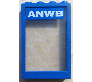 LEGO Blue Window Frame 1 x 4 x 5 with Fixed Glass with 'ANWB' Sticker