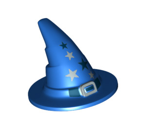 LEGO Blue Wizard Hat with Silver Buckle and Stars with Smooth Surface (6131 / 91712)