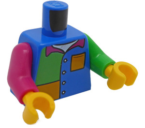 LEGO Blå Kvinde med Firkant Sweatshirt i Several Colors Minifig Torso (973 / 76382)