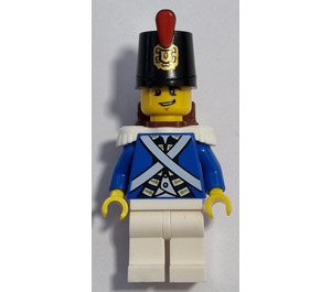 LEGO Bluecoat Soldaat met Reddish Bruin Rugzak en Zwart Eyebrows en Grijns Minifiguur