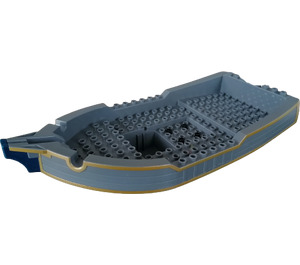 LEGO Boat Hull 12 x 25 with Gold Trim and Dark Blue Front (54069)