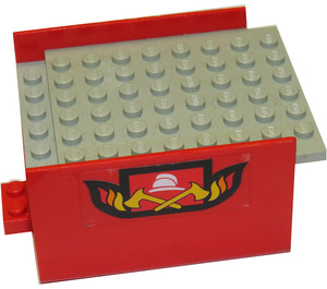 LEGO Boat Section Middle 6 x 8 x 3 & 1/3 with Gray Deck with 'Fire' Logo (Both Sides) Sticker