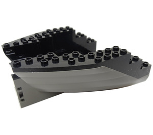LEGO Boat Stern 12 x 14 x 5 & 1/3 Hull Inside Assembly - Black Top (6053)