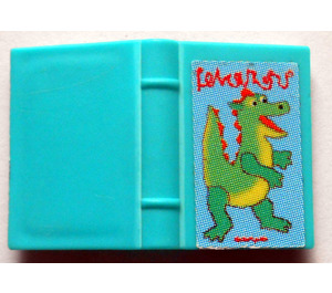 LEGO Book 2 x 3 with Green Dragon and Red Writings Sticker (33009)