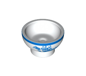 LEGO Bowl with Blue Trim and Dragon (34172 / 34835)