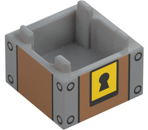 LEGO Doos 2 x 2 met Schatkist Onderkant met Keyhole (2821 / 103777)