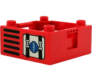 LEGO Box with Handle 4 x 4 x 1.5 with EMT Logo (47423)