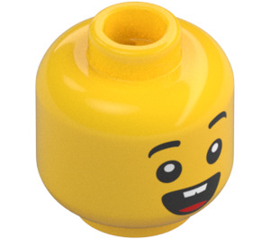 LEGO Boy Head with Open Smile and Two Teeth (Recessed Solid Stud) (3626 / 69189)