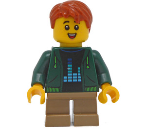 LEGO Boy in Dark Green Hoodie minifiguur