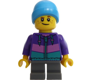 LEGO Boy in Dark Purple Jacket minifiguur