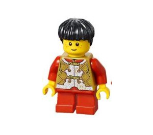 LEGO Boy in Dark Tan Patterned Shirt Minifigure