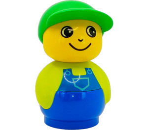 LEGO Boy mit Blau Basis, Limette oben, Blau Overalls Minifigur