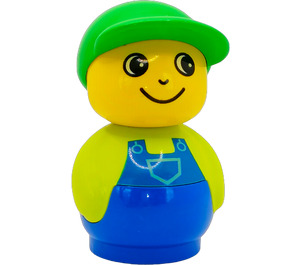 LEGO Boy with Blue Base, Lime Top, Blue Overalls Minifigure