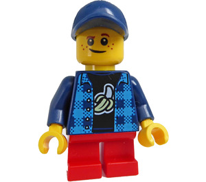 LEGO Boy with Blue Checkered Jacket and Banana Minifigure