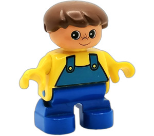 LEGO Boy mit Blau Beine und Gelb oben mit Blau overall Duplo-Figur