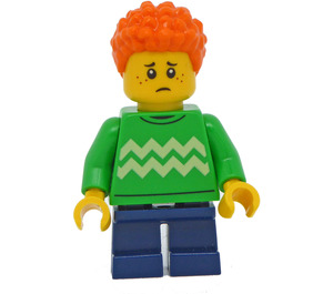 LEGO Boy met Bright Green Sweater minifiguur