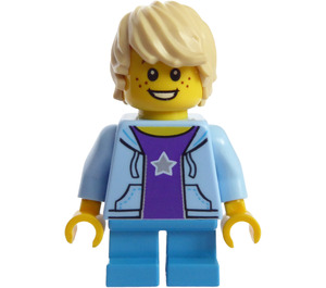 LEGO Boy met Bright Light Blauw Hoodie minifiguur