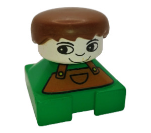 LEGO Boy met Brown Overalls Aan 2 x 2 Basis Duplo Figuur