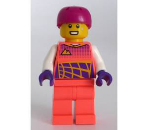 LEGO Boy with Coral Torso, Legs and Magenta Sport Helmet Minifigure