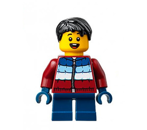 LEGO Boy met Dark Rood en Blauw Jacket minifiguur