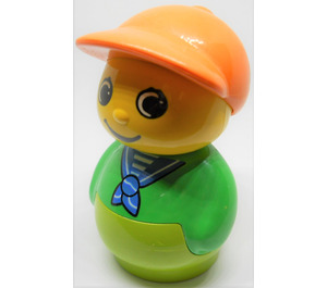 LEGO Boy mit Lime Base, Green oben, Blau neckerchief Muster Minifigur