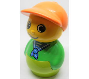 LEGO Boy with Lime Base, Green Top, Blue neckerchief Pattern Minifigure