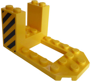 LEGO Beugel 4 x 7 x 3 met Zwart en Geel Danger Strepen aan Both Zijkanten Sticker (30250)