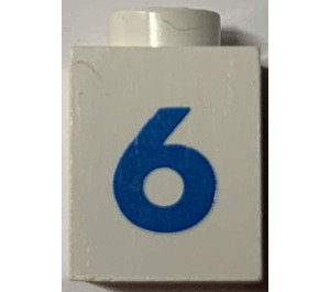 LEGO Brick 1 x 1 with Bold Blue "6" (3005)