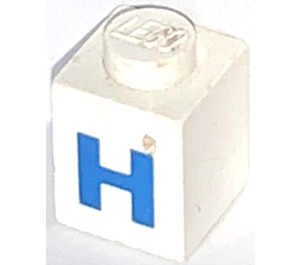 LEGO Brique 1 x 1 avec Bold Bleu "H" (3005)