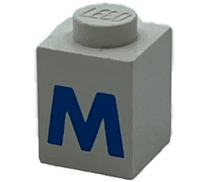 LEGO Brick 1 x 1 with Bold Blue "M" (3005)