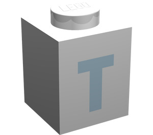 LEGO Brick 1 x 1 with Bold Blue "T" (3005)