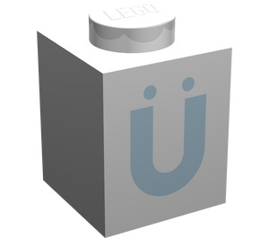 LEGO Brick 1 x 1 with Bold Blue "U" with Umlaut (3005)
