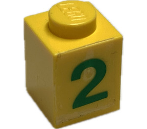 LEGO Steen 1 x 1 met Groen "2" Sticker (3005)