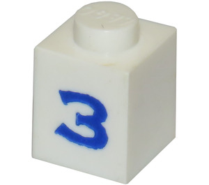 LEGO Mattoncino 1 x 1 con Serif Blu "3" (3005)