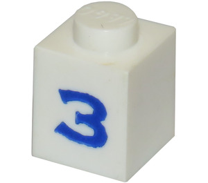 LEGO Backstein 1 x 1 mit Serif Blau "3" (3005)