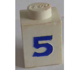 LEGO Steen 1 x 1 met Serif Blauw "5" (3005)