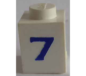 LEGO Backstein 1 x 1 mit Serif Blau "7" (3005)