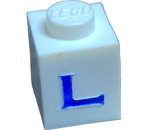 LEGO Brick 1 x 1 with Serif Blue "L" (3005)