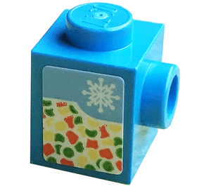 LEGO Stein 1 x 1 mit Noppe auf Ein(e) Seite mit Snowflake und Vegetables Aufkleber (87087)