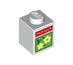 LEGO Backstein 1 x 1 mit Gelb Blumen (3005 / 106569)