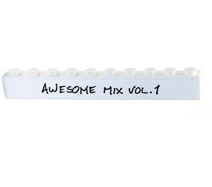 LEGO Mattoncino 1 x 10 con AWESOME MIX VOL. 1 & 2 Adesivo (6111)