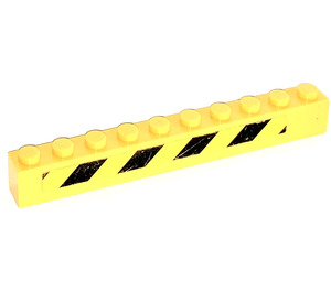 LEGO Ladrillo 1 x 10 con Negro y Amarillo Danger Rayas (Derecha) Pegatina (6111)