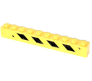 LEGO Steen 1 x 10 met Warning Strepen Zwart/Geel Sticker (6111)
