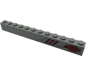 LEGO Steen 1 x 12 met Rood en Zwart Patroon (Rechtsaf) Sticker (6112)