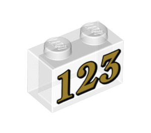 LEGO Steen 1 x 2 met '123' zonder buis aan de onderzijde (3004 / 72218)